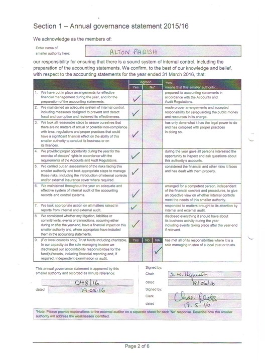 Alton Audit ends March 2016